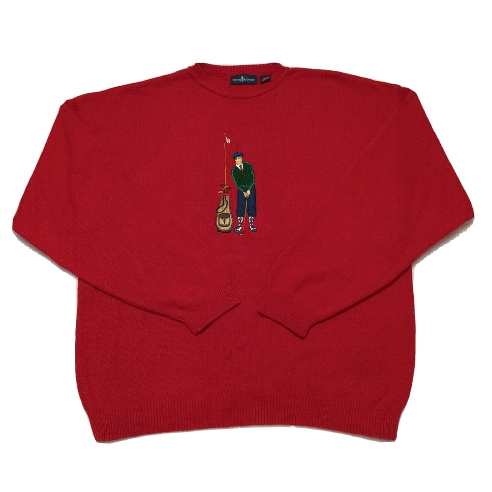 Vintage Payne Stewart Men's Red 100% Cotton Golf Sweater XLT Heavyweight